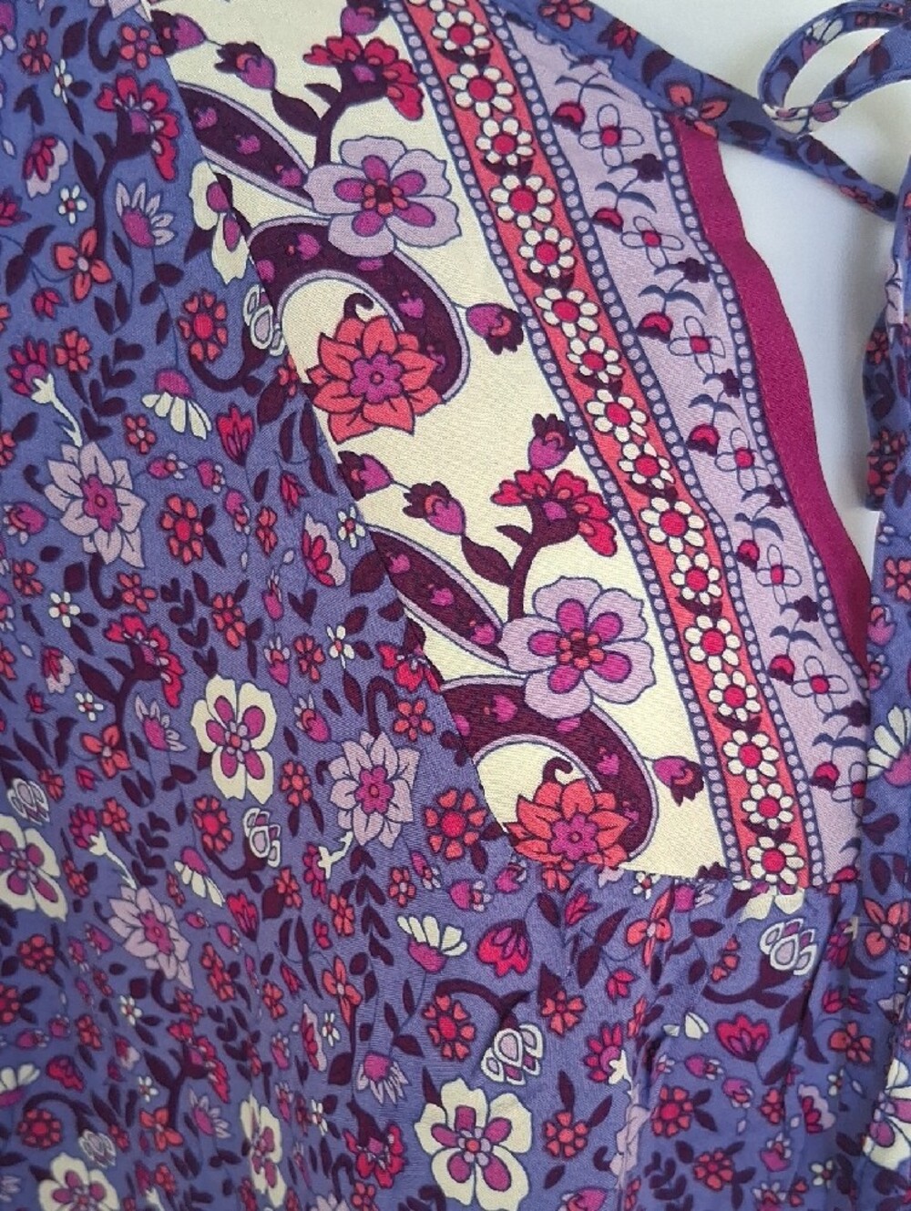 BloomChic Purple Floral Boho Tie-Neck Tunic - Picture 6 of 8